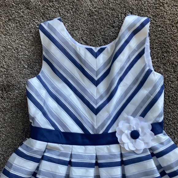 Navy and White Striped Formal Dress Size 8 - Picture 2 of 5